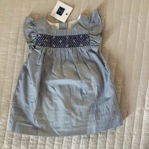 NWT Janie and Jack Striped Baby Dress with Smocked Detail